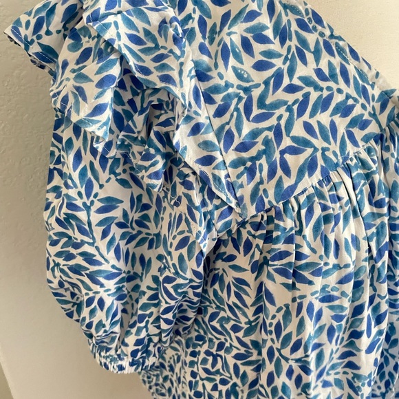 Emerson Fry Blue and White Leaf isla Print Blouse - Picture 2 of 4